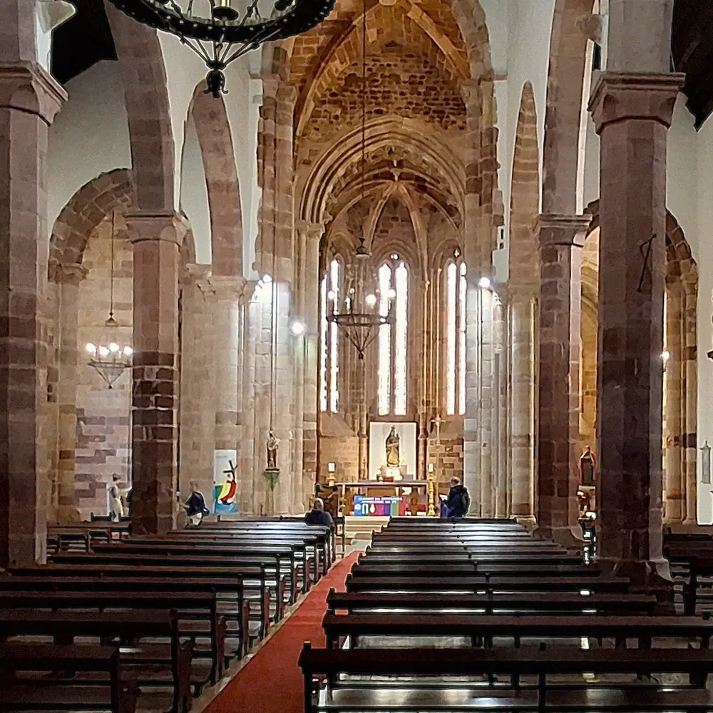 The Gothic nave of Silves cathedral in red sandstone